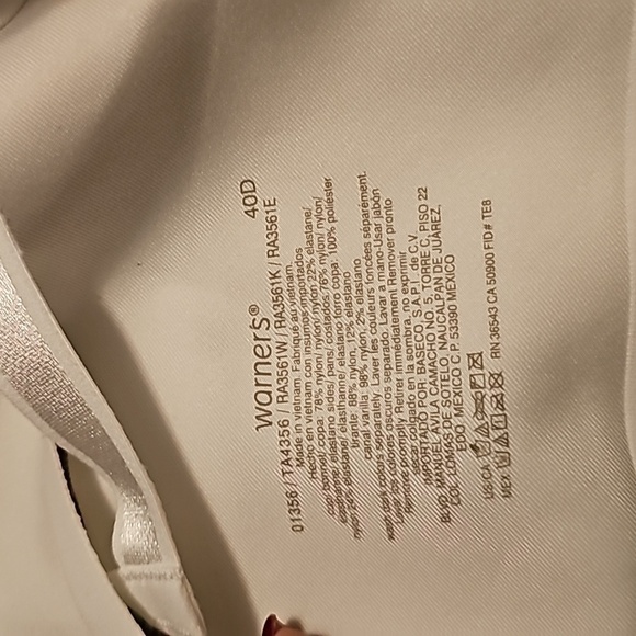 Warners sz 40 D white underwire bra no side effects coverage new with tags WL334 - Picture 7 of 10